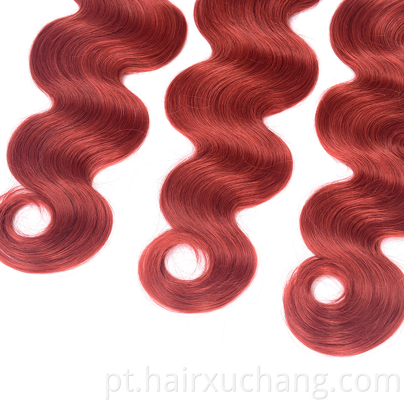 Amostra de cabelo de amostra grátis Cutícula alinhada Cabelo birmanês Cabelo indiano Onda de dois tons ombre 1b/Red Virgin Human Hair